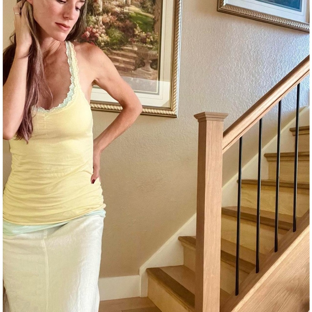 Vintage Y2k Lace Camisole in butter yellow